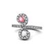 1 - Raene Pink Tourmaline and White Sapphire with Side Diamonds Bypass Ring 