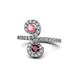 1 - Raene Pink Tourmaline and Ruby with Side Diamonds Bypass Ring 