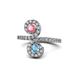 1 - Raene Pink Tourmaline and Blue Topaz with Side Diamonds Bypass Ring 
