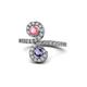 1 - Raene Pink Tourmaline and Iolite with Side Diamonds Bypass Ring 