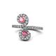 1 - Raene Pink Tourmaline and Rhodolite Garnet with Side Diamonds Bypass Ring 