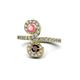 1 - Raene Pink Tourmaline and Red Garnet with Side Diamonds Bypass Ring 