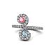 1 - Raene Pink Tourmaline and Aquamarine with Side Diamonds Bypass Ring 