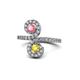 1 - Raene Pink Tourmaline and Yellow Sapphire with Side Diamonds Bypass Ring 