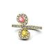 1 - Raene Pink Tourmaline and Yellow Sapphire with Side Diamonds Bypass Ring 