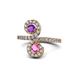 1 - Raene Amethyst and Pink Sapphire with Side Diamonds Bypass Ring 