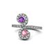 1 - Raene Amethyst and Pink Tourmaline with Side Diamonds Bypass Ring 
