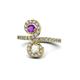 1 - Raene Amethyst and White Sapphire with Side Diamonds Bypass Ring 