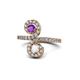 1 - Raene Amethyst and White Sapphire with Side Diamonds Bypass Ring 