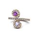 1 - Raene Amethyst and Tanzanite with Side Diamonds Bypass Ring 