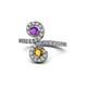 1 - Raene Amethyst and Citrine with Side Diamonds Bypass Ring 