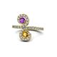 1 - Raene Amethyst and Citrine with Side Diamonds Bypass Ring 