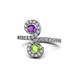 1 - Raene Amethyst and Peridot with Side Diamonds Bypass Ring 