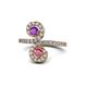 1 - Raene Amethyst and Rhodolite Garnet with Side Diamonds Bypass Ring 