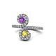 1 - Raene Amethyst and Yellow Sapphire with Side Diamonds Bypass Ring 