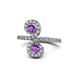 1 - Raene Amethyst with Side Diamonds Bypass Ring 