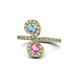 1 - Raene Blue Topaz and Pink Sapphire with Side Diamonds Bypass Ring 