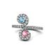 1 - Raene Blue Topaz and Pink Tourmaline with Side Diamonds Bypass Ring 