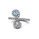 1 - Raene Blue Topaz and Diamond with Side Diamonds Bypass Ring 