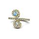 1 - Raene Blue Topaz and Diamond with Side Diamonds Bypass Ring 