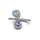 1 - Raene Blue Topaz and Iolite with Side Diamonds Bypass Ring 
