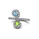 1 - Raene Blue Topaz and Peridot with Side Diamonds Bypass Ring 