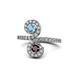 1 - Raene Blue Topaz and Red Garnet with Side Diamonds Bypass Ring 