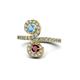 1 - Raene Blue Topaz and Ruby with Side Diamonds Bypass Ring 