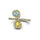 1 - Raene Blue Topaz and Yellow Sapphire with Side Diamonds Bypass Ring 