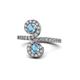 1 - Raene Blue Topaz with Side Diamonds Bypass Ring 