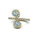1 - Raene Blue Topaz with Side Diamonds Bypass Ring 