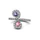 1 - Raene Iolite and Pink Tourmaline with Side Diamonds Bypass Ring 