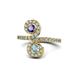 1 - Raene Iolite and Aquamarine with Side Diamonds Bypass Ring 