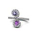 1 - Raene Iolite and Amethyst with Side Diamonds Bypass Ring 