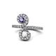 1 - Raene Iolite and White Sapphire with Side Diamonds Bypass Ring 