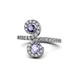 1 - Raene Iolite and Tanzanite with Side Diamonds Bypass Ring 