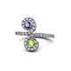 1 - Raene Iolite and Peridot with Side Diamonds Bypass Ring 