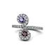 1 - Raene Iolite and Red Garnet with Side Diamonds Bypass Ring 