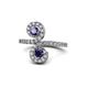 1 - Raene Iolite and Blue Sapphire with Side Diamonds Bypass Ring 