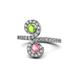1 - Raene Peridot and Pink Tourmaline with Side Diamonds Bypass Ring 
