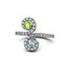 1 - Raene Peridot and Aquamarine with Side Diamonds Bypass Ring 