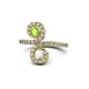 1 - Raene Peridot and White Sapphire with Side Diamonds Bypass Ring 