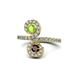 1 - Raene Peridot and Red Garnet with Side Diamonds Bypass Ring 