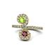 1 - Raene Peridot and Ruby with Side Diamonds Bypass Ring 