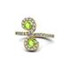 1 - Raene Peridot with Side Diamonds Bypass Ring 