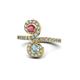 1 - Raene Rhodolite Garnet and Aquamarine with Side Diamonds Bypass Ring 