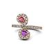 1 - Raene Rhodolite Garnet and Amethyst with Side Diamonds Bypass Ring 