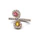 1 - Raene Rhodolite Garnet and Citrine with Side Diamonds Bypass Ring 