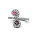 1 - Raene Rhodolite and Red Garnet with Side Diamonds Bypass Ring 