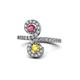 1 - Raene Rhodolite Garnet and Yellow Sapphire with Side Diamonds Bypass Ring 